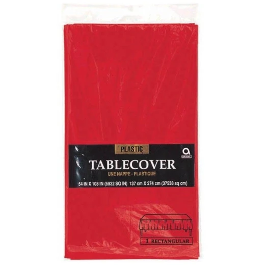 Amscan - Rectangular Apple Red Plastic Table Cover - أمسكان - Image 2