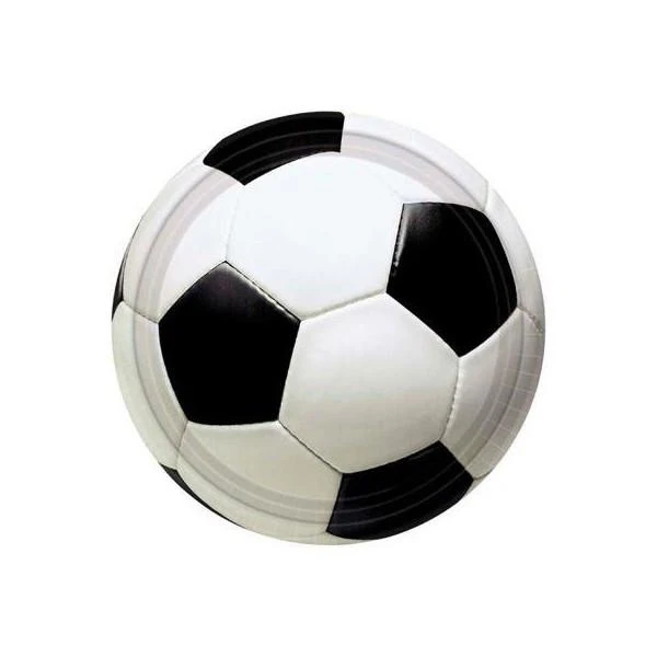 Amscan - White & Black Round Football Dinner Party Paper Plates X8 Plates - أمسكان