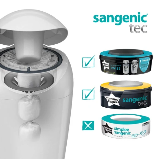 Tommee Tippee Sangenic Tec Nappy Disposal Tub, White - تومي تيبي - Image 5