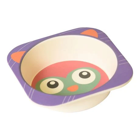 Bamboo Fiber Kids Feeding Set, Eco Friendly, Toxic Free, Purple Owl - بامبو فايبر - Image 4