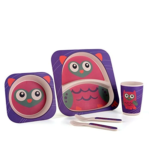 Bamboo Fiber Kids Feeding Set, Eco Friendly, Toxic Free, Purple Owl Bamboo Fiber Kids Feeding Set, Eco Friendly, Toxic Free, Purple Owl