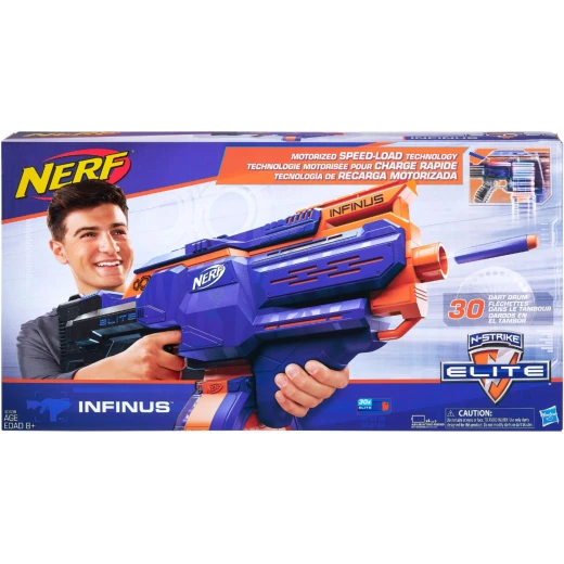 Nerf N-Strike Infinus Elite Toy Motorized Blaster with Speed-Load Technology, 30-Dart Drum Nerf N-Strike Infinus Elite Toy Motorized Blaster with Speed-Load Technology, 30-Dart Drum