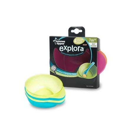 Tommee Tippee Easy Scoop Feeding Bowls x4 (Available in 2 Colors) - Green & Yellow - تومي تيبي - Image 2
