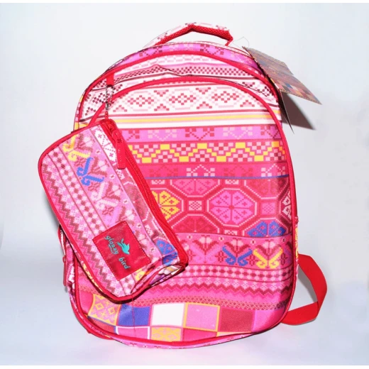 Glossy Bird Set of School Backpack with Orthopedic Back, Pink with Patterns, 45 cm - جلوسي بيرد - Image 2