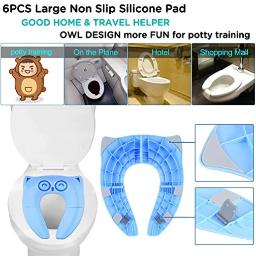 Gimars Upgrade Folding Large Non Slip Silicone Pads Travel Portable Reusable Toilet Potty Training Seat Covers Liners with Carry Bag for Babies, Toddlers and Kids - Image 11