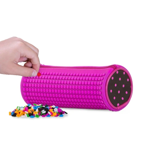Creative Round School Pixel Pencil Case Fuchsia/black Creative Round School Pixel Pencil Case Fuchsia/black