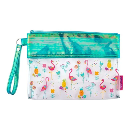 Stephen Joseph Clear/Iridescent Beach Pouch Flamingo
