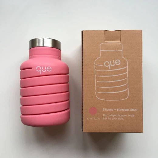 Que Collapsible Water Bottle, Coral Pink, 355 ml - كيو - Image 4