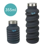 Que Collapsible Water Bottle, Metallic Charcoal, 355 ml - كيو