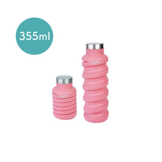 Que Collapsible Water Bottle, Coral Pink, 355 ml Que Collapsible Water Bottle, Coral Pink, 355 ml