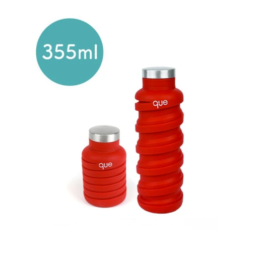 Que Collapsible Water Bottle, Bonfire Red, 355 ml Que Collapsible Water Bottle, Bonfire Red, 355 ml