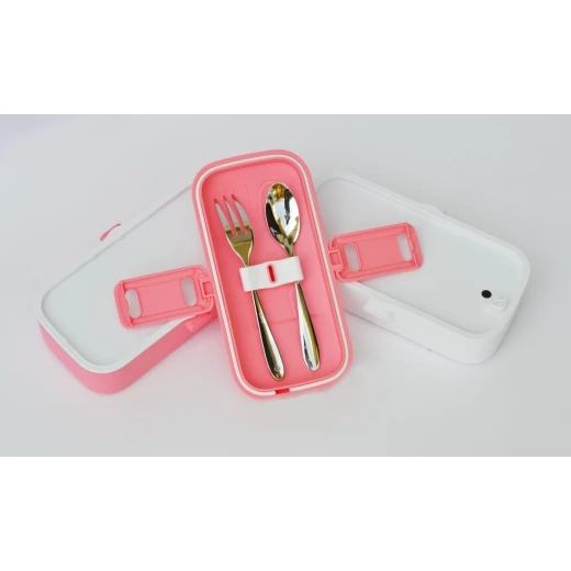 Look Back Lunch Box for Kids Adults, 2 layers, Leak Proof, FDA Approved, Pink - لوك باك - Image 4