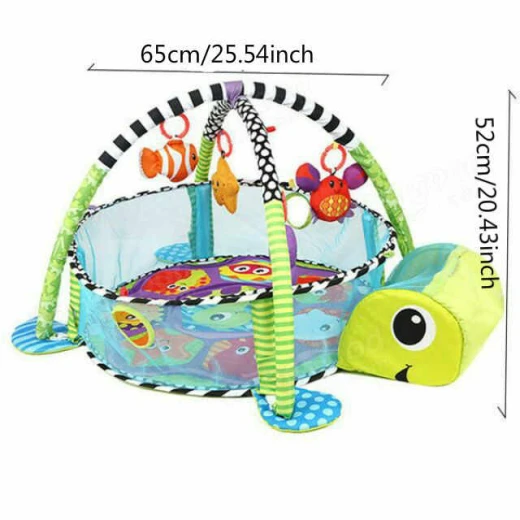 3 in 1 Baby Play Mat with Ball Pool, Turtle - Image 3