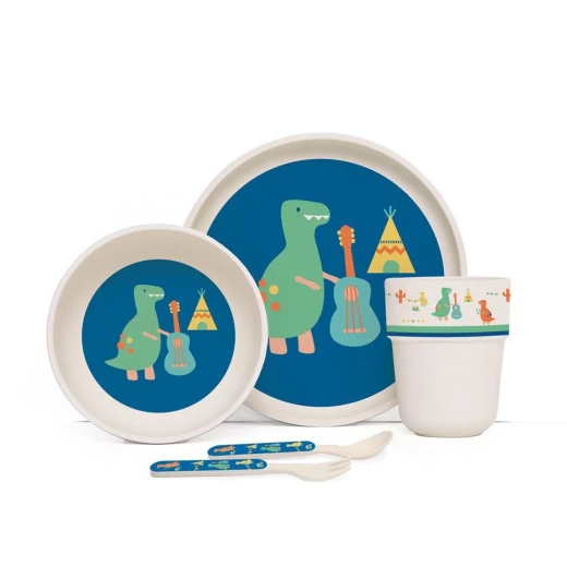 Penny Bamboo Meal Set with Cutlery - Dino Rock Penny Bamboo Meal Set with Cutlery - Dino Rock