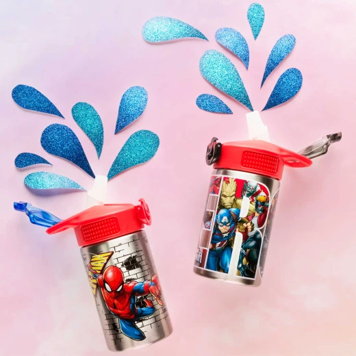 Zak Marvel Stainless Steel Water Bottle for Kids, Black Panther, Captain America, Spider-Man & The Hulk - زاك ديزاينز - Image 3
