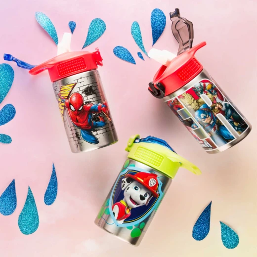 Zak Marvel Stainless Steel Water Bottle for Kids, Black Panther, Captain America, Spider-Man & The Hulk - زاك ديزاينز - Image 4