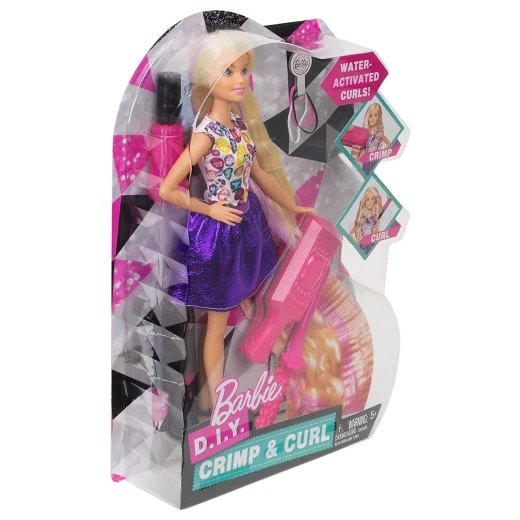 Barbie Fashion and Beauty DIY Crimps and Curls Doll Hair Play Doll, Style - باربي - Image 6