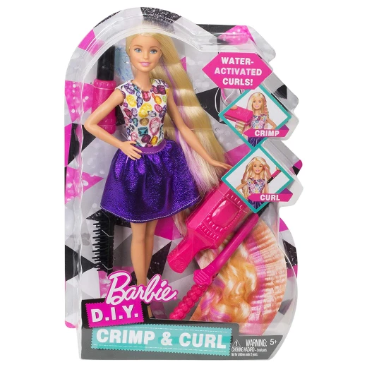 Barbie Fashion and Beauty DIY Crimps and Curls Doll Hair Play Doll, Style - باربي - Image 4