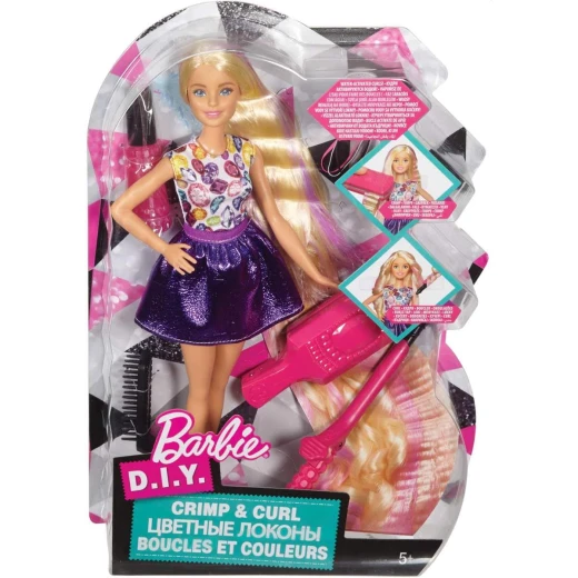 Barbie Fashion and Beauty DIY Crimps and Curls Doll Hair Play Doll, Style - باربي - Image 10