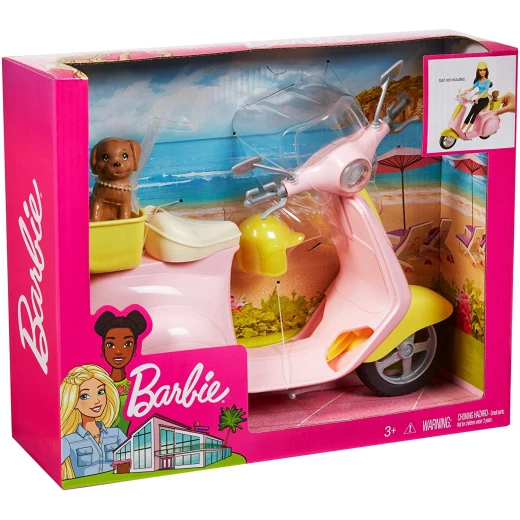 Barbie Motorbike for Doll, Pink Scooter, Vehicle, Multi-Colour - باربي - Image 3