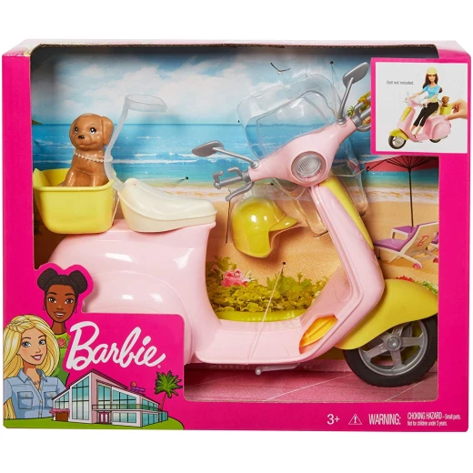 Barbie Motorbike for Doll, Pink Scooter, Vehicle, Multi-Colour - باربي - Image 7