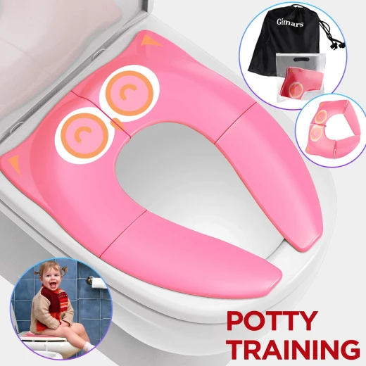 Gimars Upgrade Folding Large Non Slip Silicone Pads Travel Portable Reusable Toilet Potty Training Seat Covers Liners with Carry Bag for Babies, Toddlers and Kids - Image 3