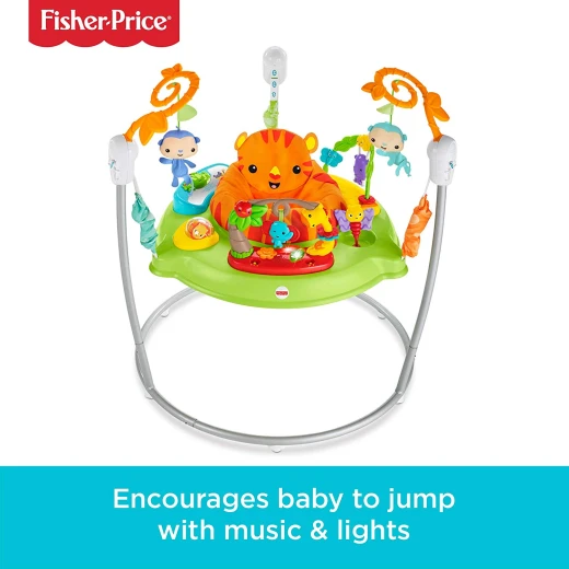Fisher-Price Roaring Rainforest Jumperoo, New-Born Baby Activity Centre with Music and Lights Fisher-Price Roaring Rainforest Jumperoo, New-Born Baby Activity Centre with Music and Lights