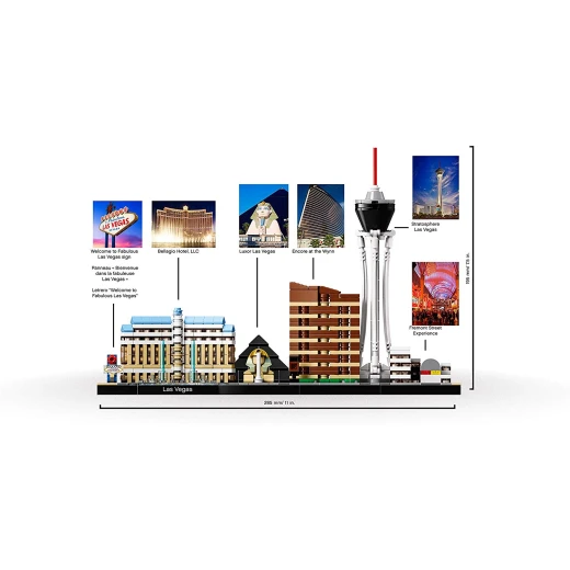 LEGO Architecture Las Vegas Model Building Set with Stratosphere Tower, Bellagio Hotel and Luxor Hotel, Skyline Collection - ليجو - Image 3