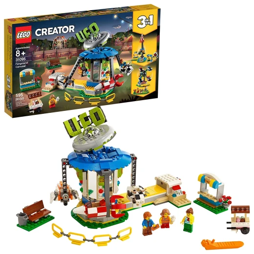 LEGO Creator 3in1 Fairground Carousel Building Kit, New 2019 (595 Pieces)