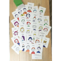 Unbranded Feelings Cards Set for Kids: 40+ Flashcards to Explore Emotions, Improve Communication Skills, Double Sided Arabic & English Learning Tools