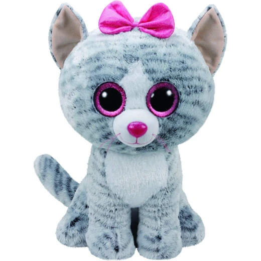 Ty Kiki Cat Plush Toy with Glitter Eye Glubschi's Beanie Boo's, 42 cm, Grey Ty Kiki Cat Plush Toy with Glitter Eye Glubschi's Beanie Boo's, 42 cm, Grey
