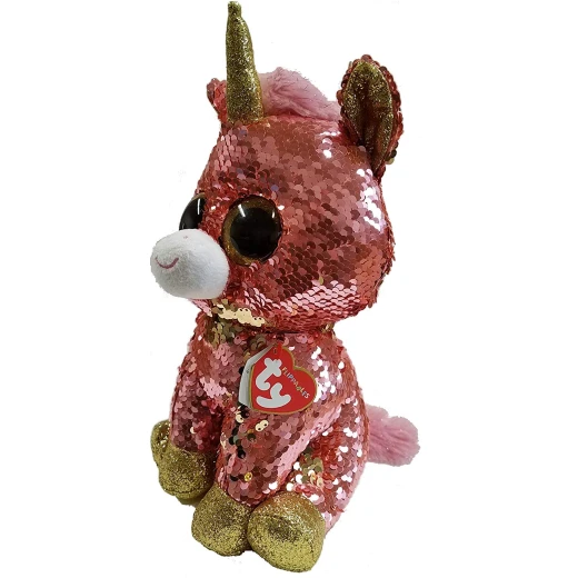 Ty Sunset - Sequin Coral Unicorn - Medium - 10" - Ty - Image 2