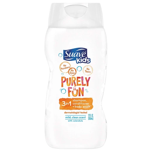 Suave Kids 3 in 1 Shampoo Conditioner Body Wash, Purely Fun Moisturizing, 355 ml