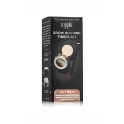 Toppik Brow Building Fiber Set Light Brown Natural Fuller Eyebrows Kit with Wax & Brush, Achieve Thicker Brows