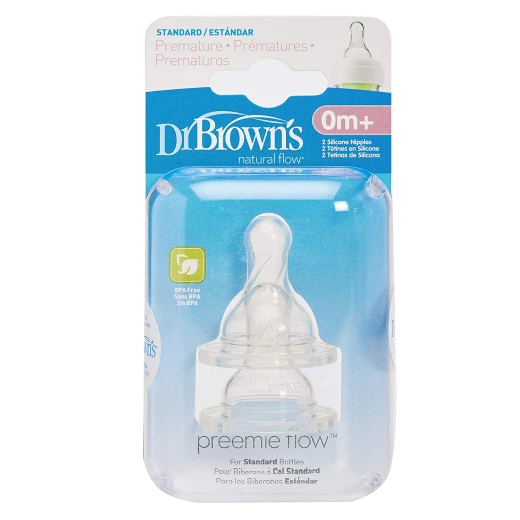 Dr. Brown's Natural Flow Preemie Standard Nipple, 2-Pack Dr. Brown's Natural Flow Preemie Standard Nipple, 2-Pack