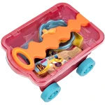 B. toys – Wavy-Wagon – Travel Beach Buggy (Red) with 11 Funky Sand Toys - بي. تويز