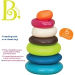 B. Toys – Stacking Rings – Textured Ring Stacker for Babies – Baby Toys 100% Non-Toxic – Early Development Toys - بي. تويز