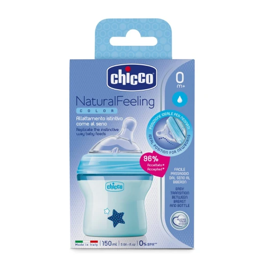 Chicco BIBERON NATURAL FEELING LIGHT BLUE 0M + 150ML Chicco BIBERON NATURAL FEELING LIGHT BLUE 0M + 150ML