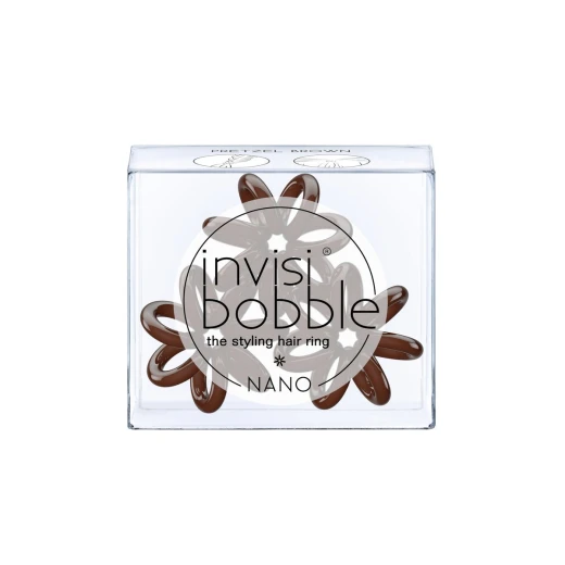 Invisibobble Nano Hair Styling Ring, with Strong Grip, Non-soaking, High Wearing Comfort Updo Tool- Pretzel Brown (Pack of 3) - انفيزبوبل - Image 2