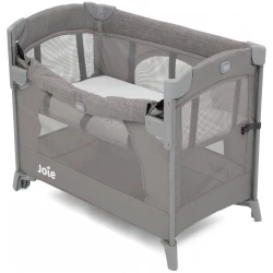 Joie Kubbie Sleep Travel Cot in Foggy Grey: The Ultimate Portable Baby Bed & Playard for Newborns. Featuring Easy Assembly & Compact Design for Convenient Travel and Use at Home. A Comfortable Sleep Solution.