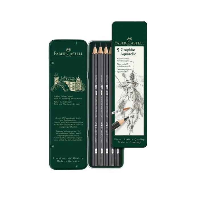 Faber Castell Graphite Aquarelle pencil, tin of 5 - فابر كاستل