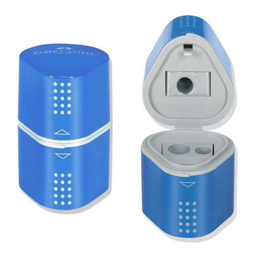 Faber-Castell GRIP Trio Pencil Sharpener, Blue Faber-Castell GRIP Trio Pencil Sharpener, Blue