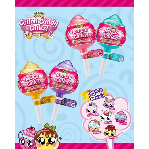 Zuru Oosh Cotton Candy Cuties Scented, Squishy, Stretchy Slime with Collectible Cutie Slow Rise Toy, Medium Pop, Random Selection - زورو - Image 3