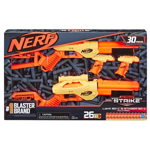 Nerf- 30-Piece Alpha Strike Lynx SD-1 and Stinger SD-1 Multi-Pack Nerf- 30-Piece Alpha Strike Lynx SD-1 and Stinger SD-1 Multi-Pack