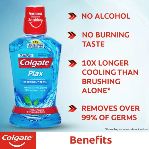 Colgate Plax Peppermint Fresh Mouthwash – 500 ml - كولجيت - Image 2