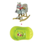 ababy Wooden Horse Offer - Buy One Wooden Horse and get Farlin - Baby Bath for FREE - فارلين