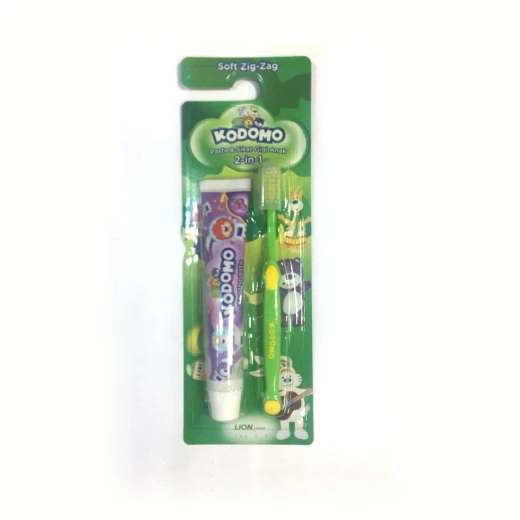 Kodomo 2 in 1 Zig Zag Brush and Toothpaste, Green