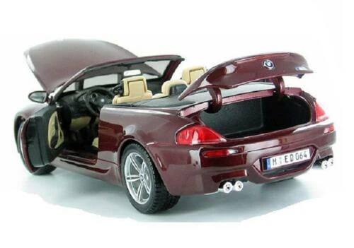 Maisto 1:18 BMW M6 E64 Convertible Burgundy Diecast Model Car, Assorted - مايستو - Image 4