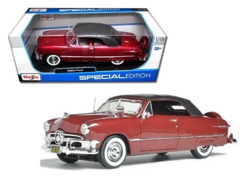 Maisto 1950 Ford Convertible, Red - 1/18 Scale Diecast Model Toy Car - مايستو - Image 2