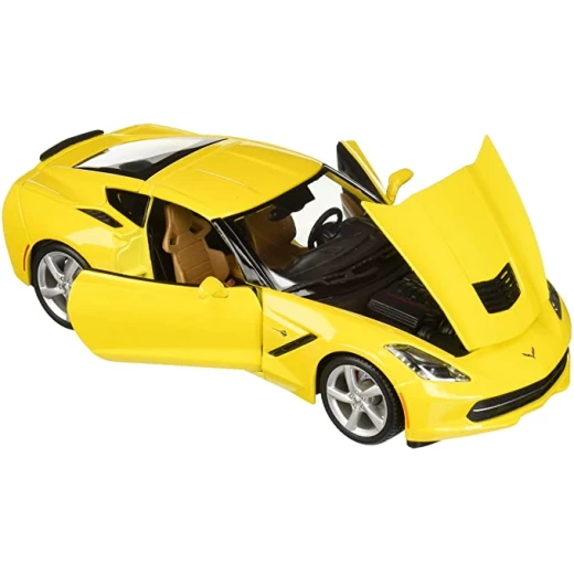 Maisto Chevy Corvette, Yellow - 1/18 Scale Diecast Model Toy Car - مايستو - Image 3